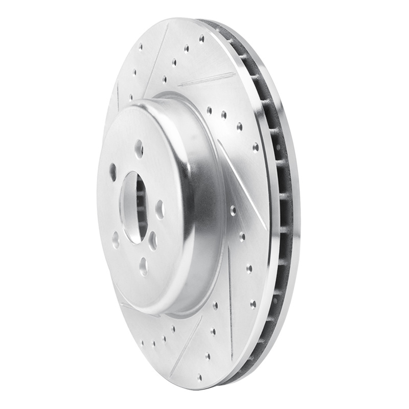 BMW 530E Brake Rotor (1) - Front Left - R1 Concepts - Drilled & Slotted - Silver - `17-`25